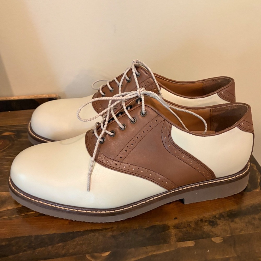 Jos. A. Bank Men's 11W Cream & Brown Two-Tone Saddle Oxford Shoes
